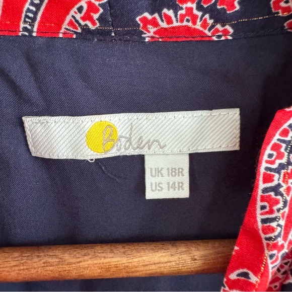 Boden Tie Neck Mini Dress in Red and Blue Paisley Cluster Twee Women’s Size 14 - Picture 10 of 16